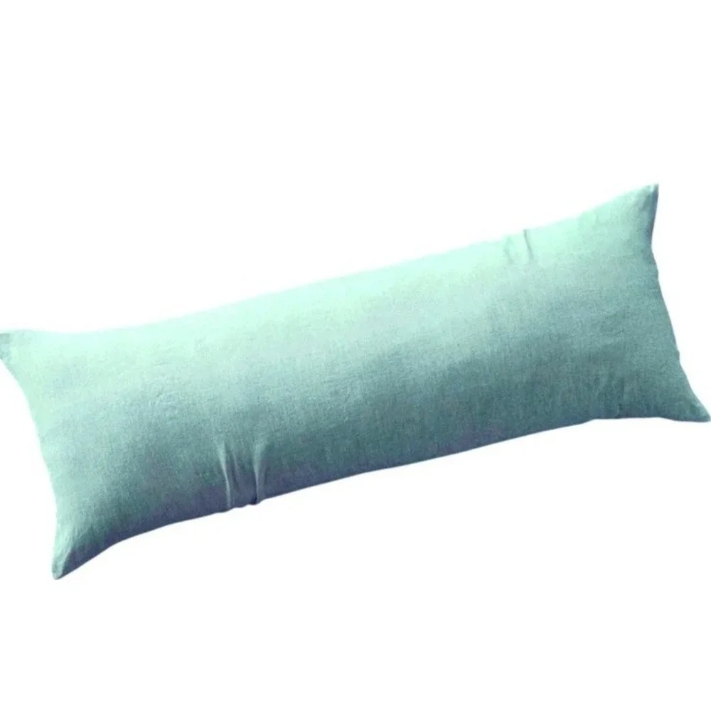 Casaluna Linen Body Pillow Cover – Light Teal, 100% Linen, Zippered, 52